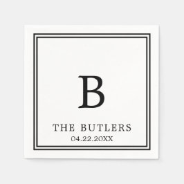 白黒カスタムウェディングカクテルナプキン スタンダードカクテルナプキン