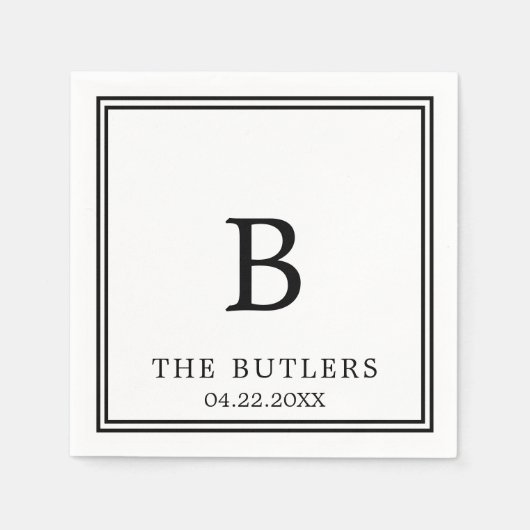 白黒カスタムウェディングカクテルナプキン スタンダードカクテルナプキン (正面)