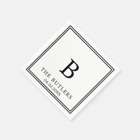 白黒カスタムウェディングカクテルナプキン スタンダードカクテルナプキン (角)