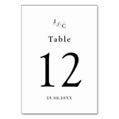 白黒カスタムウェディングテーブル番号カード テーブルナンバー (正面)