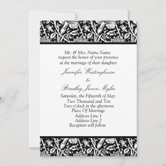 白黒カスタムウェディング招待状 招待状 (正面)