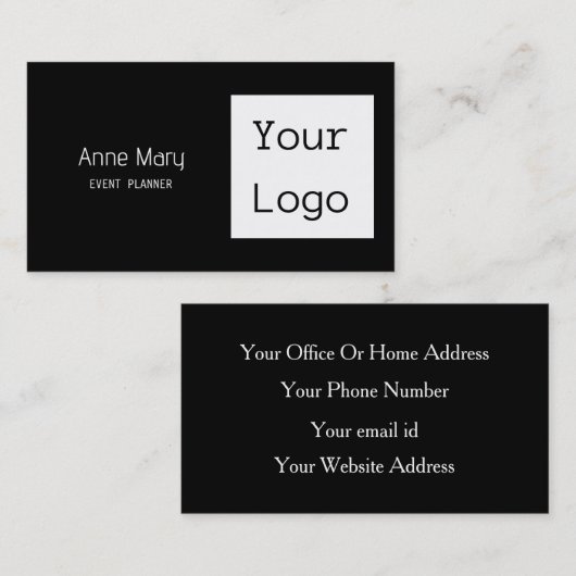 白黒カスタムカラー文字写真あなたのロクールゴ 名刺 (正面/裏面)