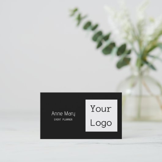 白黒カスタムカラー文字写真あなたのロクールゴ 名刺 (スタンド正面)