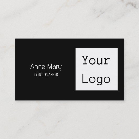 白黒カスタムカラー文字写真あなたのロクールゴ 名刺 (正面)