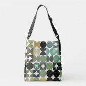 白黒カスタムグリーンレトロブラウン芸術パターン クロスボディバッグ (裏面)