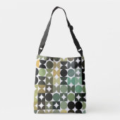 白黒カスタムグリーンレトロブラウン芸術パターン クロスボディバッグ (裏面)