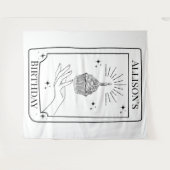 白黒カスタムタロットカード誕生日バナー タペストリー (正面(横))