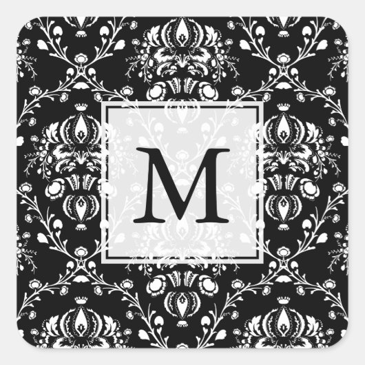 白黒カスタムダマスク スクエアシール (正面)