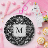 白黒カスタムダマスク ペーパープレート (パーティー)