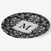 白黒カスタムダマスク ペーパープレート (アングル)