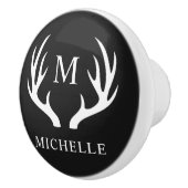 白黒カスタムディアアントラー付きモノグラム セラミックノブ (右)