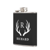 白黒カスタムディアアントラー付きモノグラム フラスク (左)