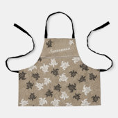 白黒カスタムトライバルアートタートルズパターン エプロン (正面)