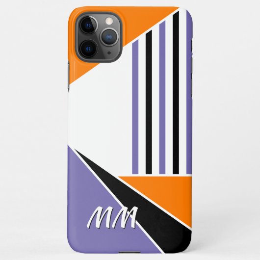 白黒カスタムパープルブライトオレンジアモダンート iPhoneケース (裏面)