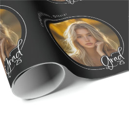 白黒カスタムフォトグラモダンード卒業 ラッピングペーパー