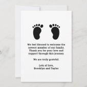 白黒カスタムフォトハローベビー生まれたばかりの誕生 案内状 (裏面)