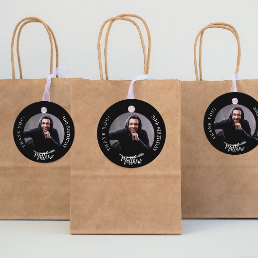 白黒カスタムフォトマン男の誕生日 フェイバータグ