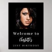 白黒カスタムフォト誕生日パーティーへようこそ ポスター (正面)