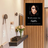 白黒カスタムフォト誕生日パーティーへようこそ ポスター