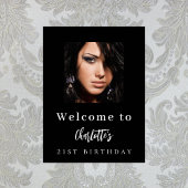 白黒カスタムフォト誕生日パーティーへようこそ ポスター