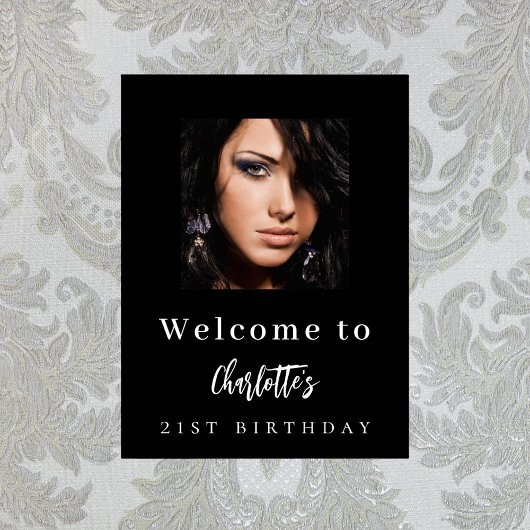 白黒カスタムフォト誕生日パーティーへようこそ ポスター