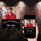 白黒カスタムフォト音楽の誕生日へようこそ ポスター