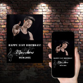 白黒カスタムフォト音楽の誕生日へようこそ ポスター