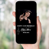 白黒カスタムフォト音楽の誕生日へようこそ ポスター