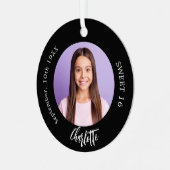 白黒カスタムフォトSweet 16 メタルオーナメント (正面左)