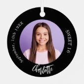 白黒カスタムフォトSweet 16 メタルオーナメント (裏面)