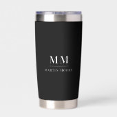 白黒カスタムモノグラムイニシャル名 保温保冷タンブラー (背面)