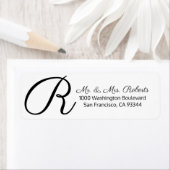 白黒カスタムモノグラム文字リターン ラベル (インサイチュ)