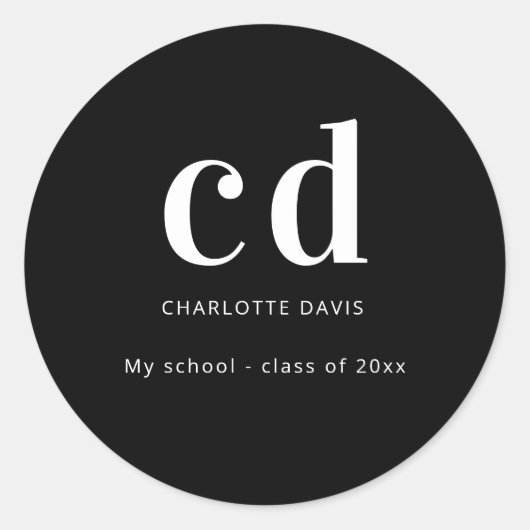 白黒カスタムモノグラモダンム名 ラウンドシール (正面)