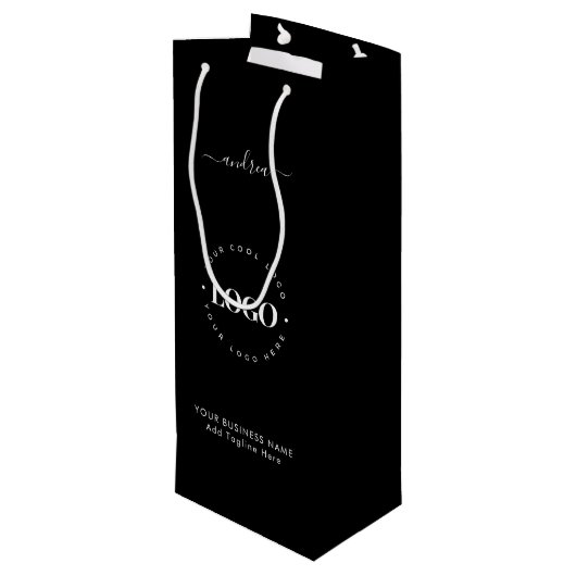 白黒カスタムロゴビジネスのプロモーション ワインギフトバッグ (裏面アングル)