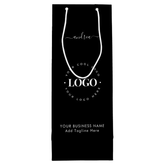 白黒カスタムロゴビジネスのプロモーション ワインギフトバッグ (裏面)