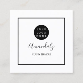 白黒カスタムロゴ枠入りメイクアップアーティスト スクエア名刺