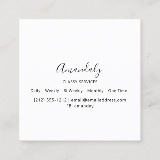 白黒カスタムロゴ枠入りメイクアップアーティスト スクエア名刺 (裏面)