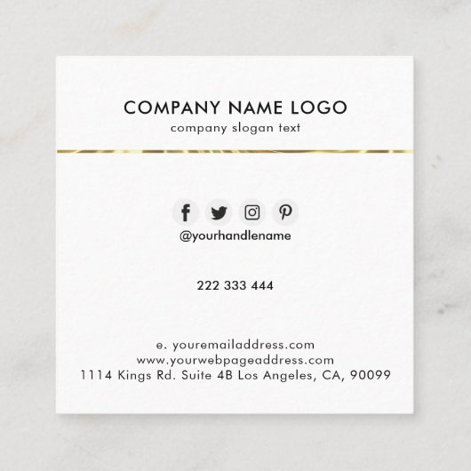 白黒カスタムロゴQRコーミニマルド スクエア名刺 (裏面)