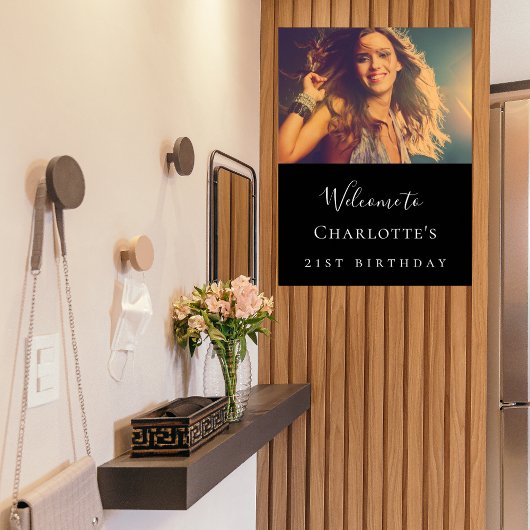 白黒カスタム写真の誕生日へようこそ ポスター