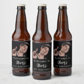 白黒カスタム写真ウェルカム誕生日 ビールラベル (ボトル)