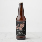 白黒カスタム写真ウェルカム誕生日 ビールラベル (正面)