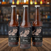 白黒カスタム写真ウェルカム誕生日 ビールラベル