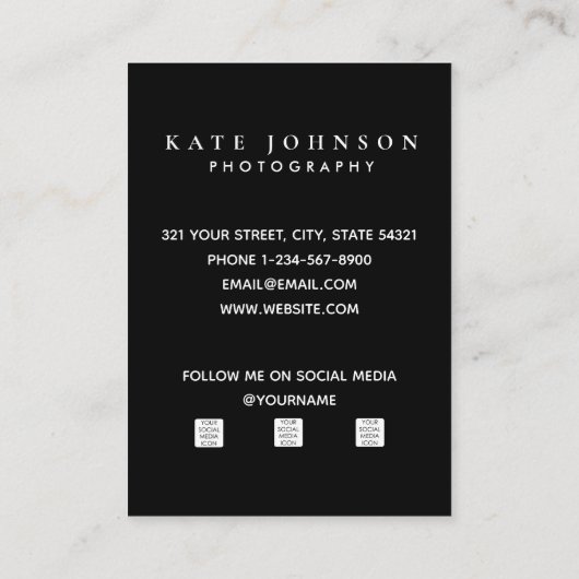 白黒カスタム写真テンプレート 名刺 (裏面)