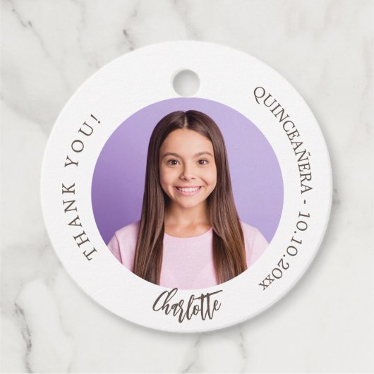 白黒カスタム写真感謝していユーキンセアニェラ フェイバータグ (正面)