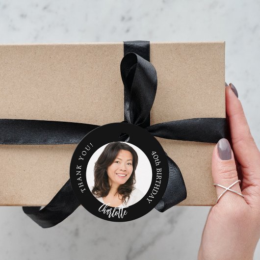 白黒カスタム写真感謝していユー誕生日 フェイバータグ