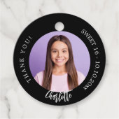 白黒カスタム写真感謝していユーSweet 16 フェイバータグ (正面)