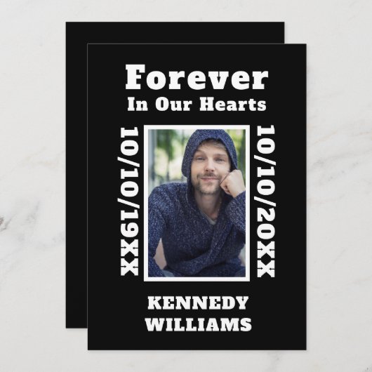 白黒カスタム写真Forever In Ourハート サンキューカード (正面/裏面)