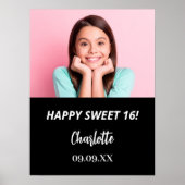 白黒カスタム写真Sweet 16パーティーへようこそ ポスター (正面)
