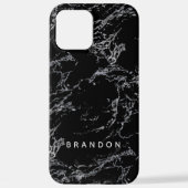 白黒カスタム大理石の石のストライプパターン iPhoneケース (裏面)
