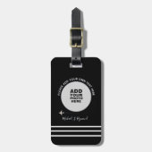 白黒カスタム飛行機旅行 ラゲッジタグ (正面縦)